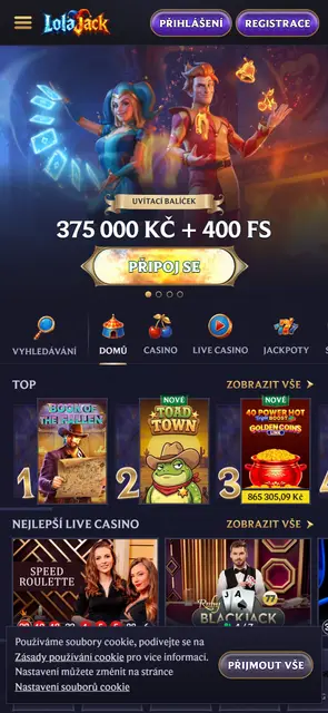 Úvodní stránka s uvítacím balíčkem na webu Lolajack